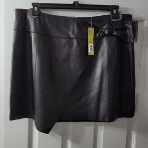 Gianni Bini Genuine Leather Patty Belt Wrap Skirt